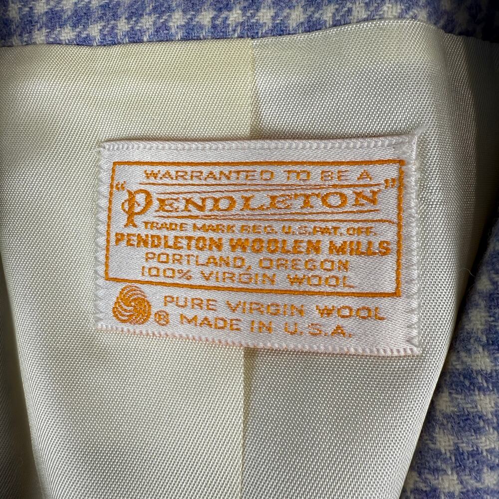 VTG Pendleton Pure Wool Plaid Blazer Single Button Jacket Shoulder Pads Sz Small - Picture 2 of 11